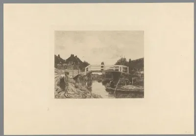 Brug over een vaart in een dorp