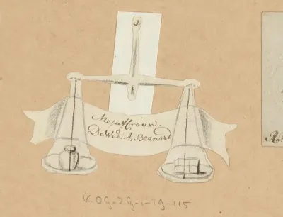 Bruiloftskaart voor 'Mejuffrouw. De Wed. A. Bernard'