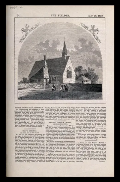 Bryncoch school and church, Glamorgan, Wales