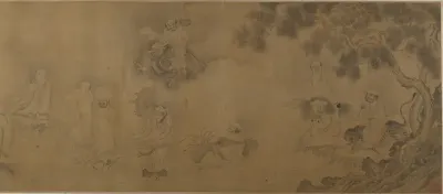 Buddhist luohans crossing the sea to the palace of the dragon king
