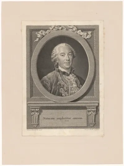 [Buffon] Naturam amplectitur omnem. Peint par Drouais le Fils en 1761. Gravé par Chevillet en 1773