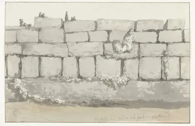 Buitenkant van de buitenmuur van de antieke tempel in de oude stad Manduria