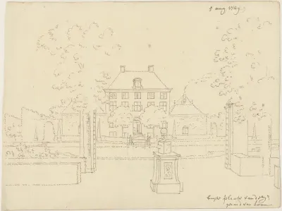 Buitenplaats van Gerard van Loon, achteraanzicht met tuin