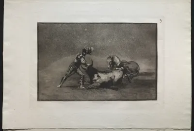 Bullfights:  A Spanish Knight Kills the Bull After Having Lost His Horse
