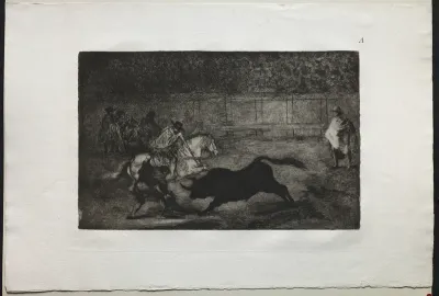 Bullfights:  A Spanish Mounted Knight Breaking Short Spears with the Help of Assistants