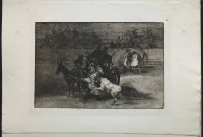 Bullfights:  Fight in a Carriage Harnessed to Two Mules