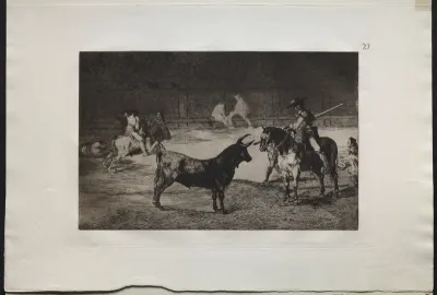 Bullfights:  The Celebrated Picador, Fernando del Toro, Draws the Fierce Beast on with his Pique