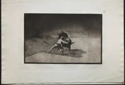 Bullfights:  The Famous Martincho Places the Banderillas Playing the Bull with the Movement of his Body