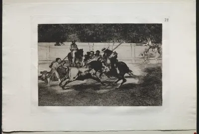 Bullfights:  The Forceful Rendon Stabs a Bull with  the Pique, From Which Pass he died in the Ring at Madrid