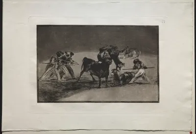 Bullfights:  The Moors Use Donkeys as a Barrier to Defend Themselves Against the Bull Whose Horns Have Been Tipped with Balls