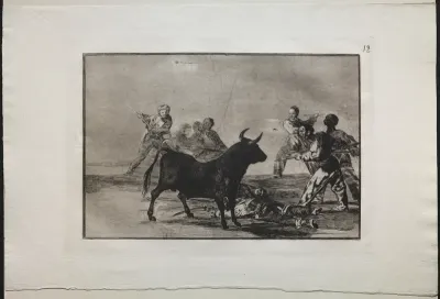 Bullfights:  The Rabble Hamstringing the Bull with Lances, Sickles, Banderillas and Other Arms