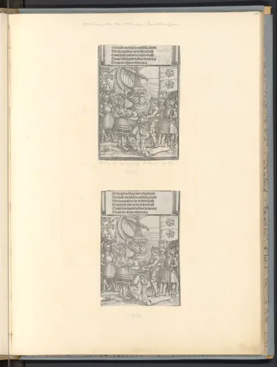 Bündnis Philipps mit Heinrich VII. von England 1506 (Die Ehrenpforte Kaiser Maximilians I., Historiendarstellungen, C 2.11)