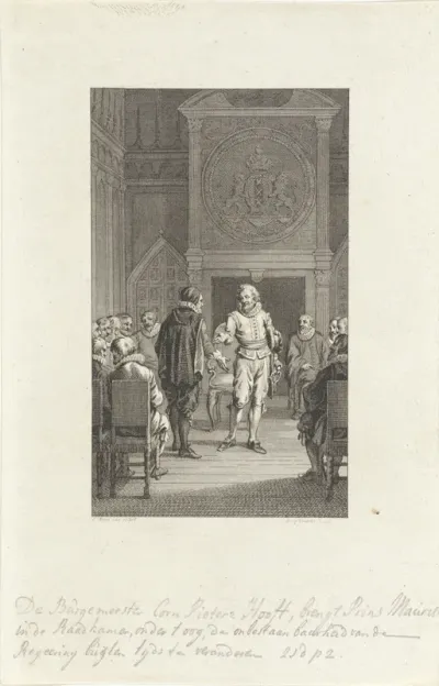 Burgemeester Cornelis Pietersz. Hooft pleit bij Maurits tegen het verzetten van de wet te Amsterdam, 1618