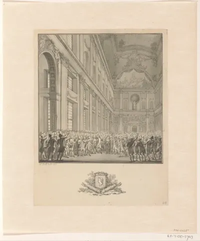 Burgemeester Hendrik Hooft Danielsz spreekt de burgerij toe, 1787