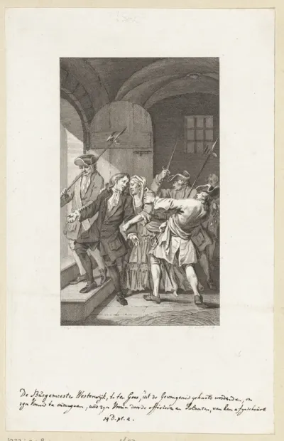 Burgemeester Westerwijk te ter Goes uit de gevangenis gehaald 1692. pr.dr. v.a.l.
