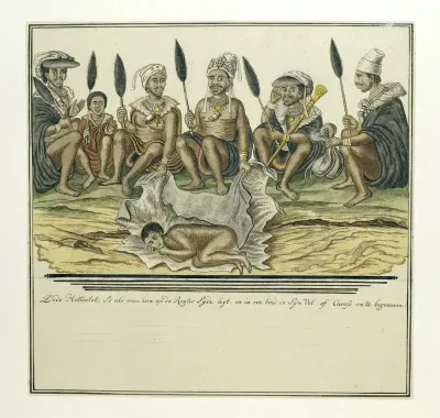 Burial of a Khoikhoi man, with spectators