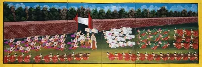 Burma: courtiers pay homage to a royal personage