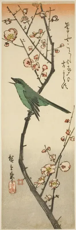 Bush warbler and plum