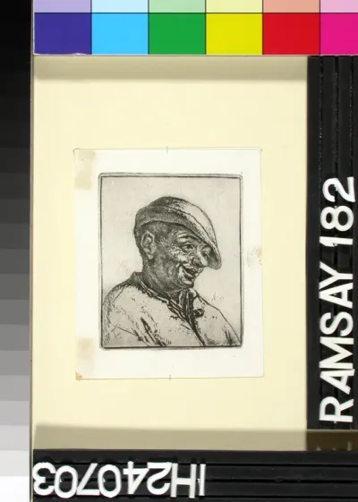 Bust of a laughing peasant