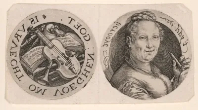 Bust of a Woman holding a Flute, and Musical Instruments, on one sheet