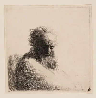 Bust of an Old Bearded Man, Looking Down, Three Quarters Right