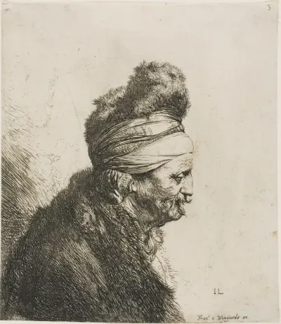 Bust of an Old Man Wearing a Fur Cap
