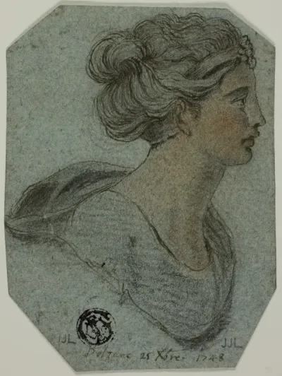Bust of Girl in Profile to Right