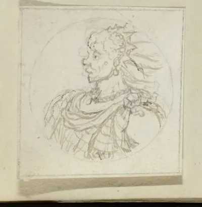 Buste en profil in een cirkel