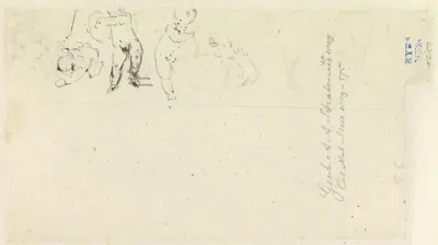 Buste op piedestal met drie putti