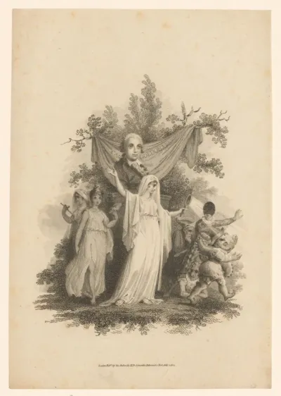 Buste van Carlo Goldoni met dansende figuren