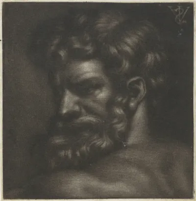 Buste van een man met baard, naar links