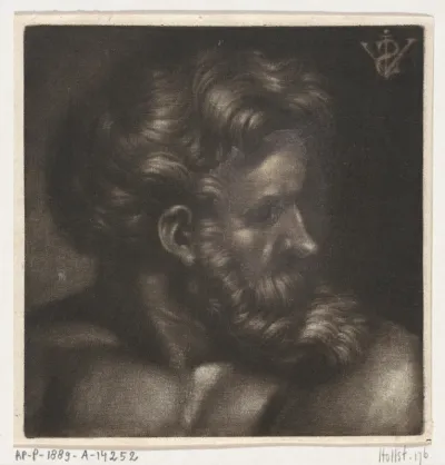 Buste van een man met baard, naar rechts
