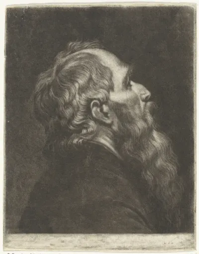 Buste van een man met een baard, in profiel