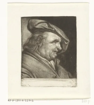 Buste van een man met een schildersmuts op het hoofd