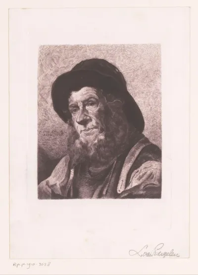 Buste van een onbekende zeeman met baard en hoed
