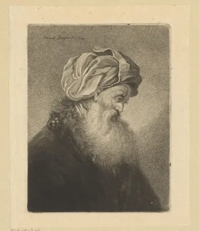 Buste van een oude Joodse man met baard en tulband
