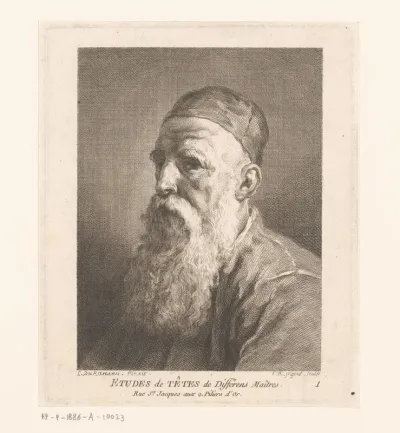 Buste van een oude man met baard, naar links gekeerd