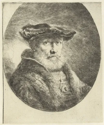 Buste van een oude man met fluwelen baret