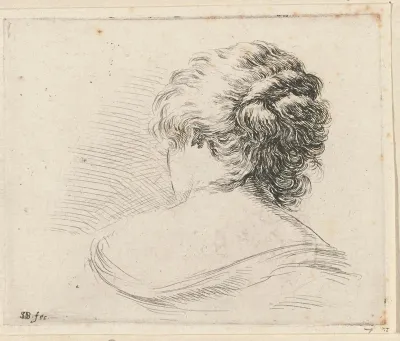 Buste van een vrouw, op de rug gezien
