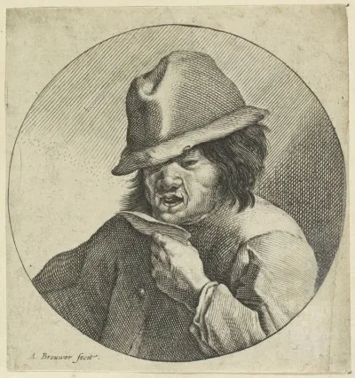 Buste van een zingende boer