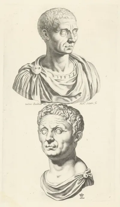 Buste van Julius Caesar en buste van Pompeius