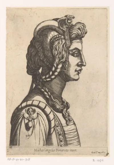 Buste van vrouw met diadeem, naar rechts gewend