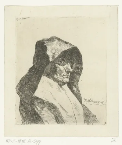 Buste van vrouw met muts