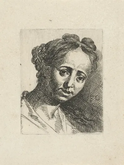 Buste van vrouw met opgestoken haar