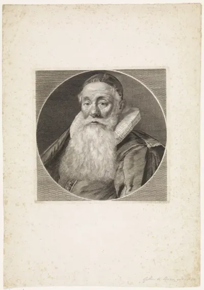 Busteportret van de predikant Gellius de Bouma