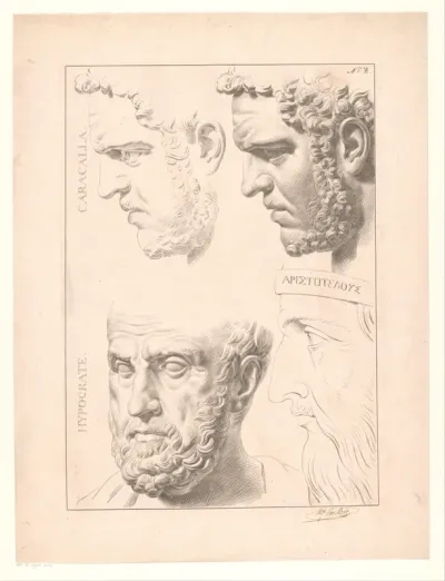 Bustes van Caracalla, Hippocrates en Aristoteles