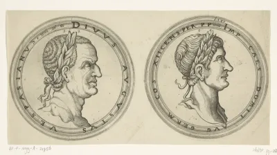 Bustes van de Romeinse keizers Vespasianus en Domitianus