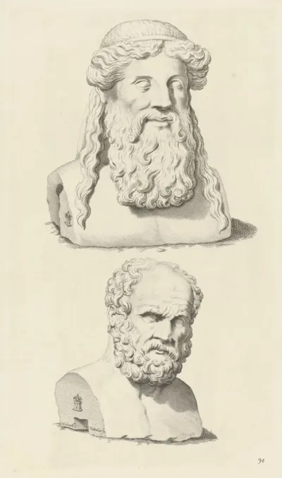 Bustes van Plato en Diogenes