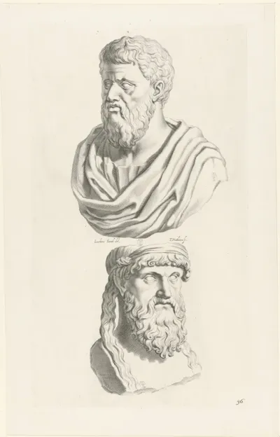 Bustes van Plato en een onbekende filosoof