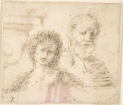 Busts of a Young Woman and an Old Bearded Man